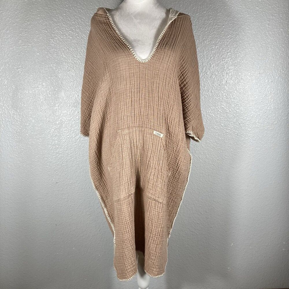Women’s Oversized Gauze Hooded Tunic - Taupe Tan
